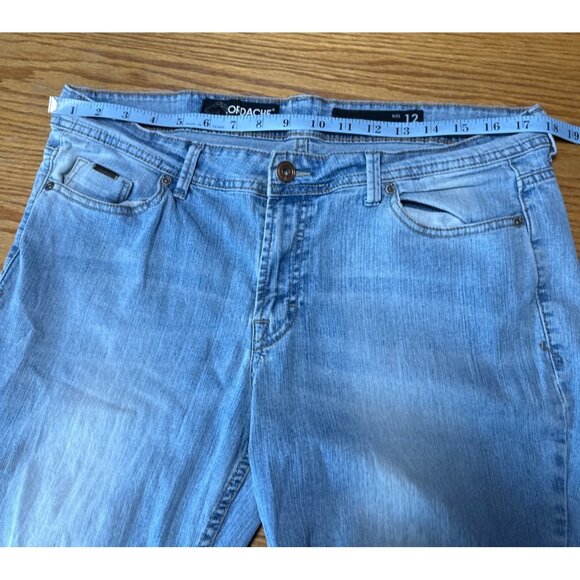 Jordache Light Wash Distressed Denim Jeans Bootcut High Rise Worn Hem Size 12 - Picture 13 of 14